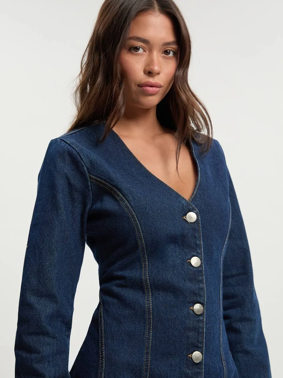 boohoo Dames Flare lange mouwen mini-jurk indigo, foto 2