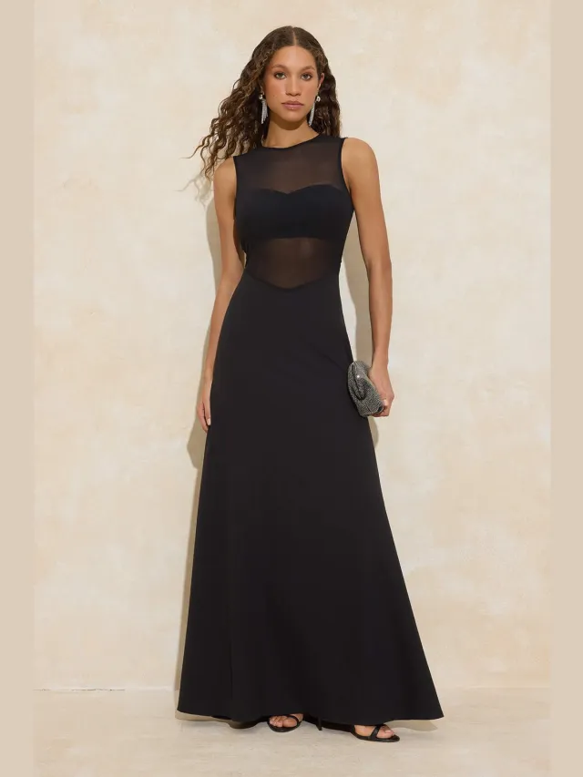 Trendyol TRENDYOLMİLLA Dames Zwart Effen Maxi Mouwloos Stijlvol/Avond A-lijn Avond & Gala Jurk