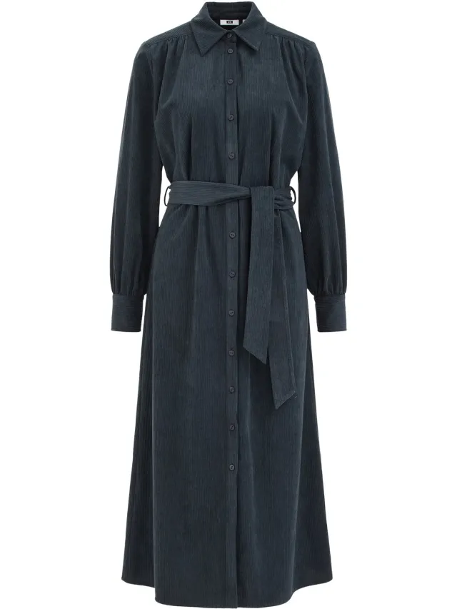 WE Fashion Dames midi corduroy jurk Green Blue