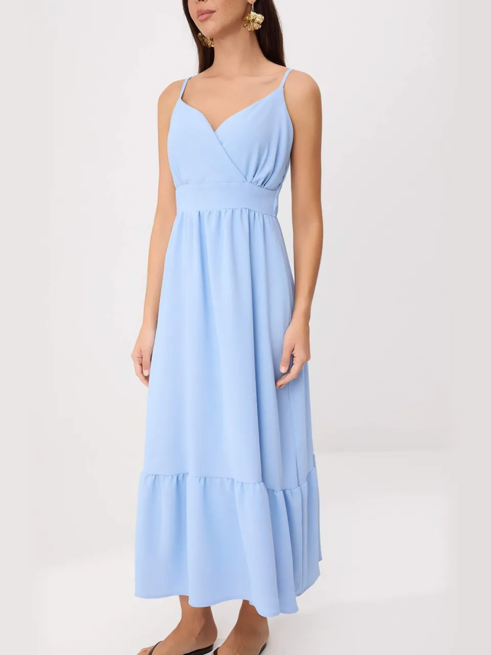 Trendyol TRENDYOLMİLLA Dames Blauw Effen Midi Mouwloos Skater Jurken, foto 2