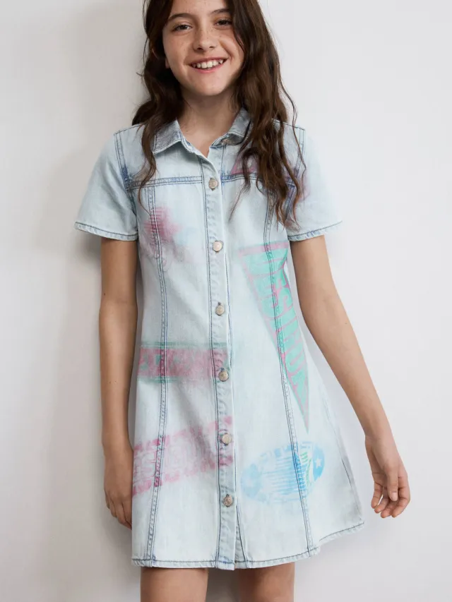 Desigual spijkerjurk met tekst - lichtblauw Light blue denim