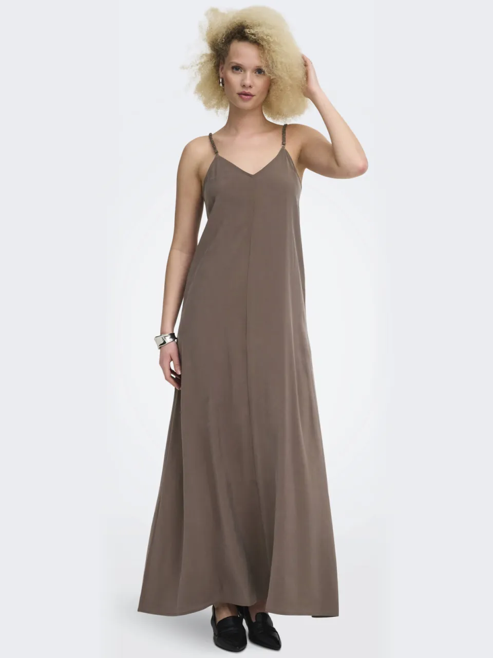 Only maxi jurk - lichtbruin