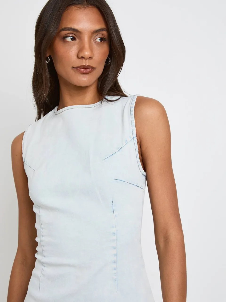 boohoo Dames Lange Basic Denim Shift Jurk, foto 4