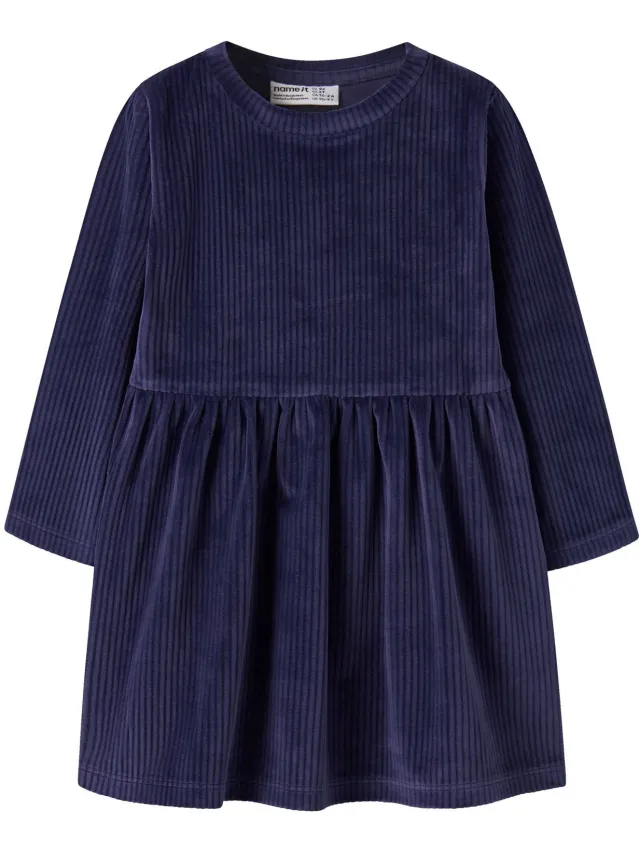 NAME IT Jurk Velours Evening Blue1