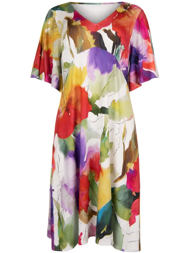 Lisca Jurk Lisca Zomerjurk met slipe mouwen ROMA Wit