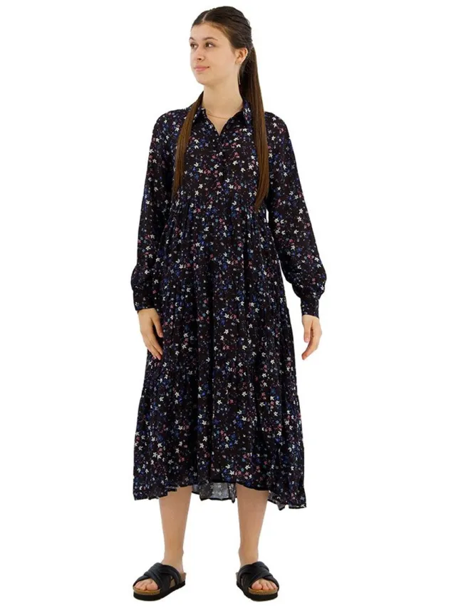 Replay W9652a.000.73504 Lang Mouw Jurk Zwart XS Vrouw Black / Cyclamen / Blue / Azure