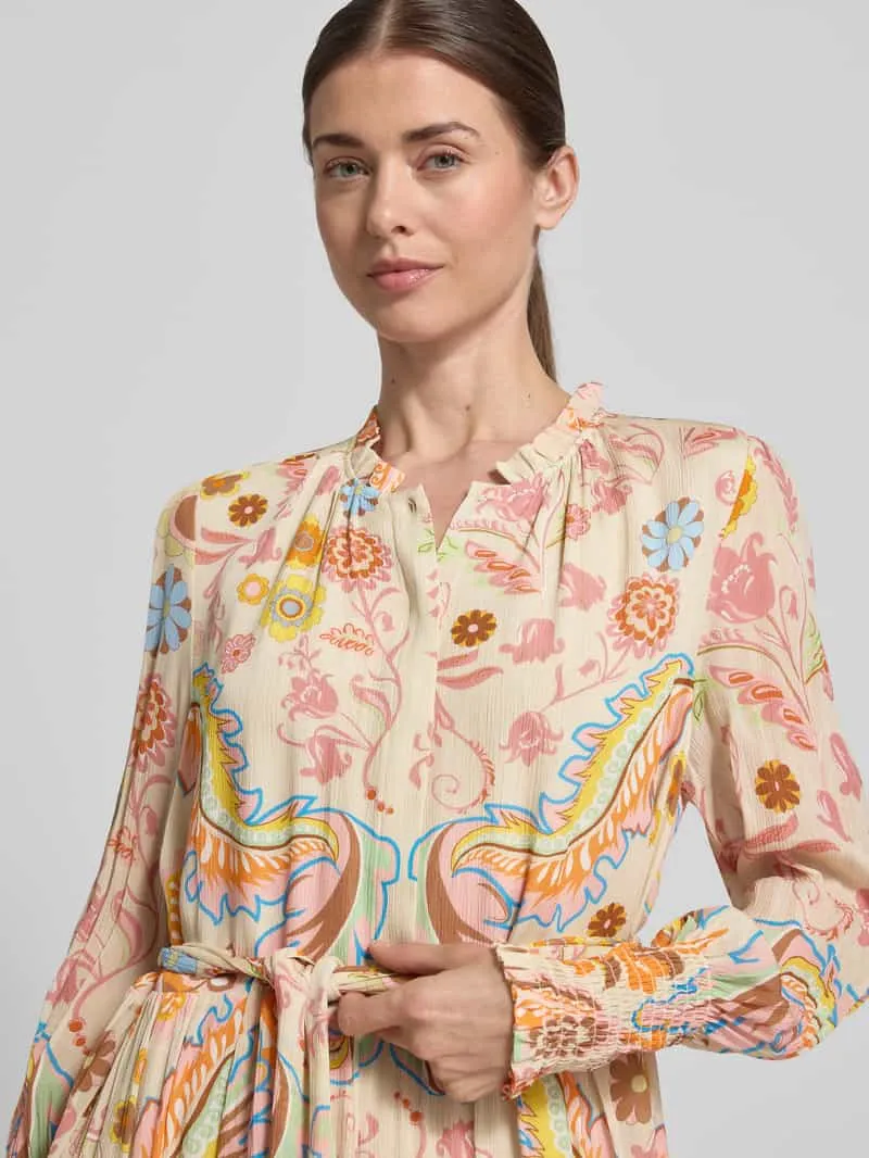 HERZENS Regular fit jurk met all-over bloemenprint zand, foto 5