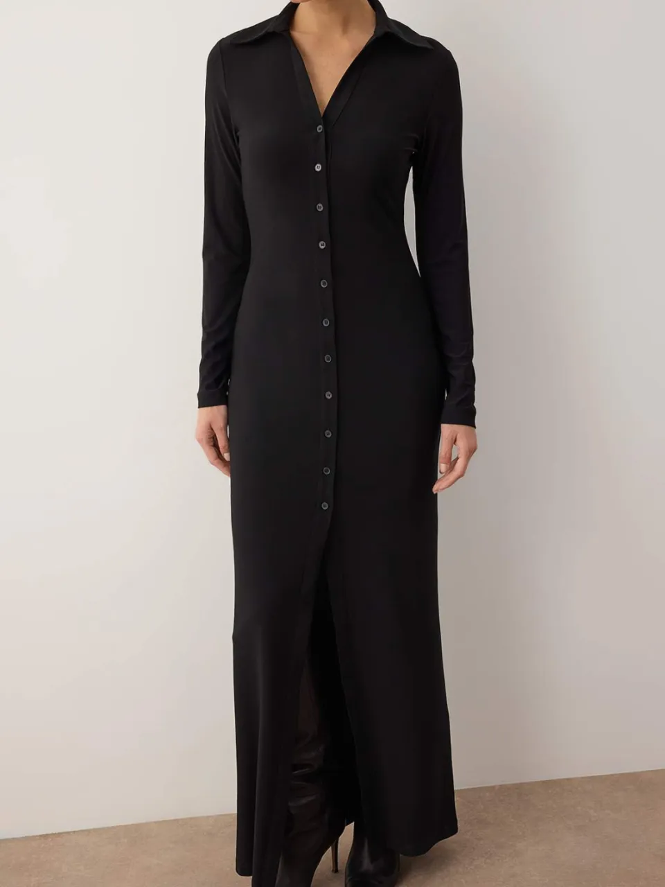 Trendyol TRENDYOLMİLLA Dames Zwart Effen Maxi Lang Casual Bodycon Jurken, foto 2