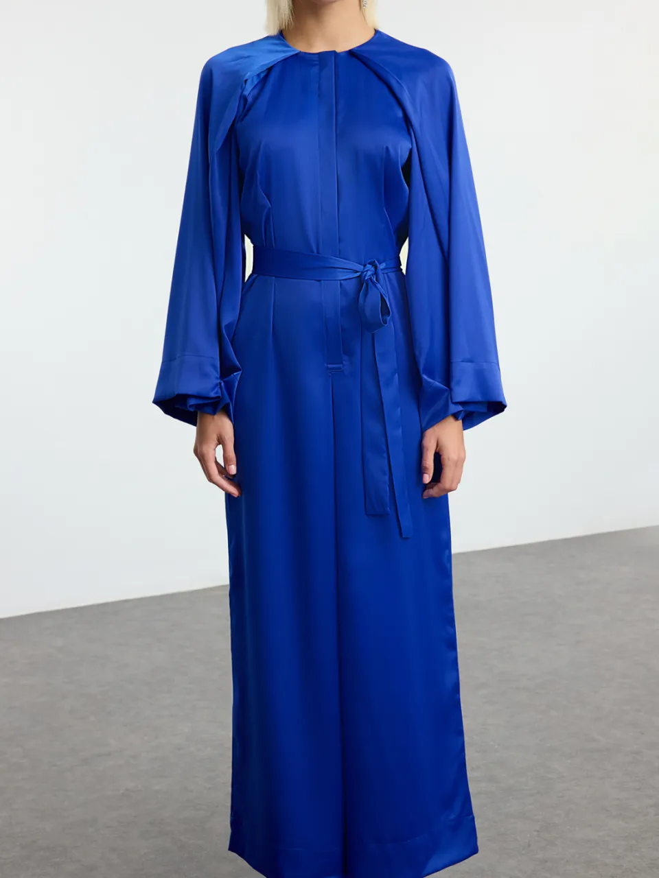 Trendyol Modest Dames Blauw Effen Maxi Lang Avond / Dagelijks Recht Modest Avond Jurken, foto 2