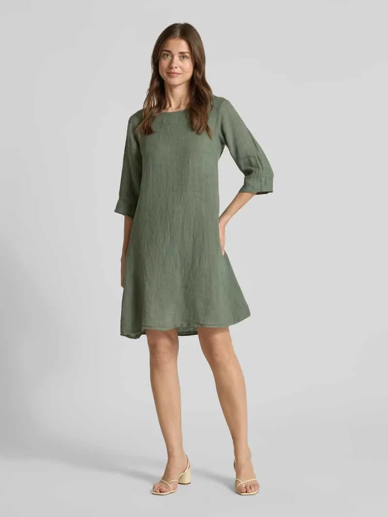 ZABAIONE Linnen jurk met ronde hals model 'Le44tizia' kaki, foto 4