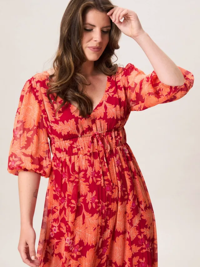 Miss Etam gebloemde maxi jurk - rood, foto 3