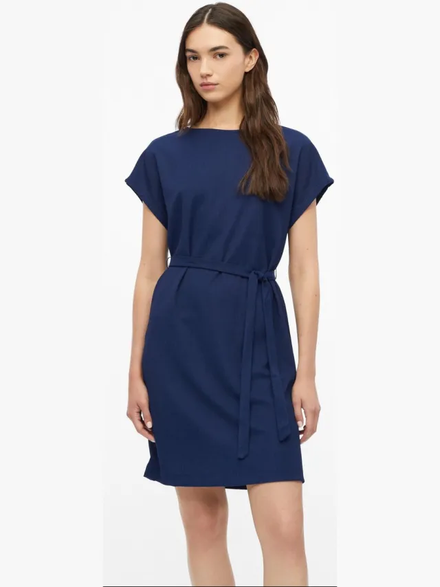 S.Oliver female - Gestructureerde jerseyjurk met een relaxte pasvorm donkerblauw