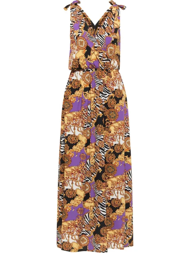 Faina Maxi-jurk met all-over print Oranje Veelkleurig