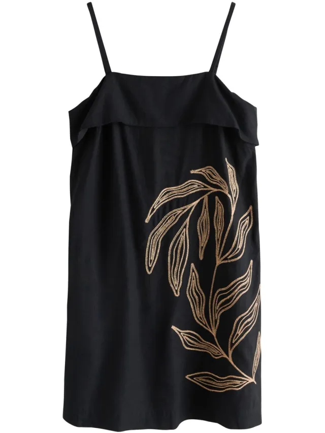 Next Dames - Minizomerjurk met omslagen en smalle bandjes - Zwart Black