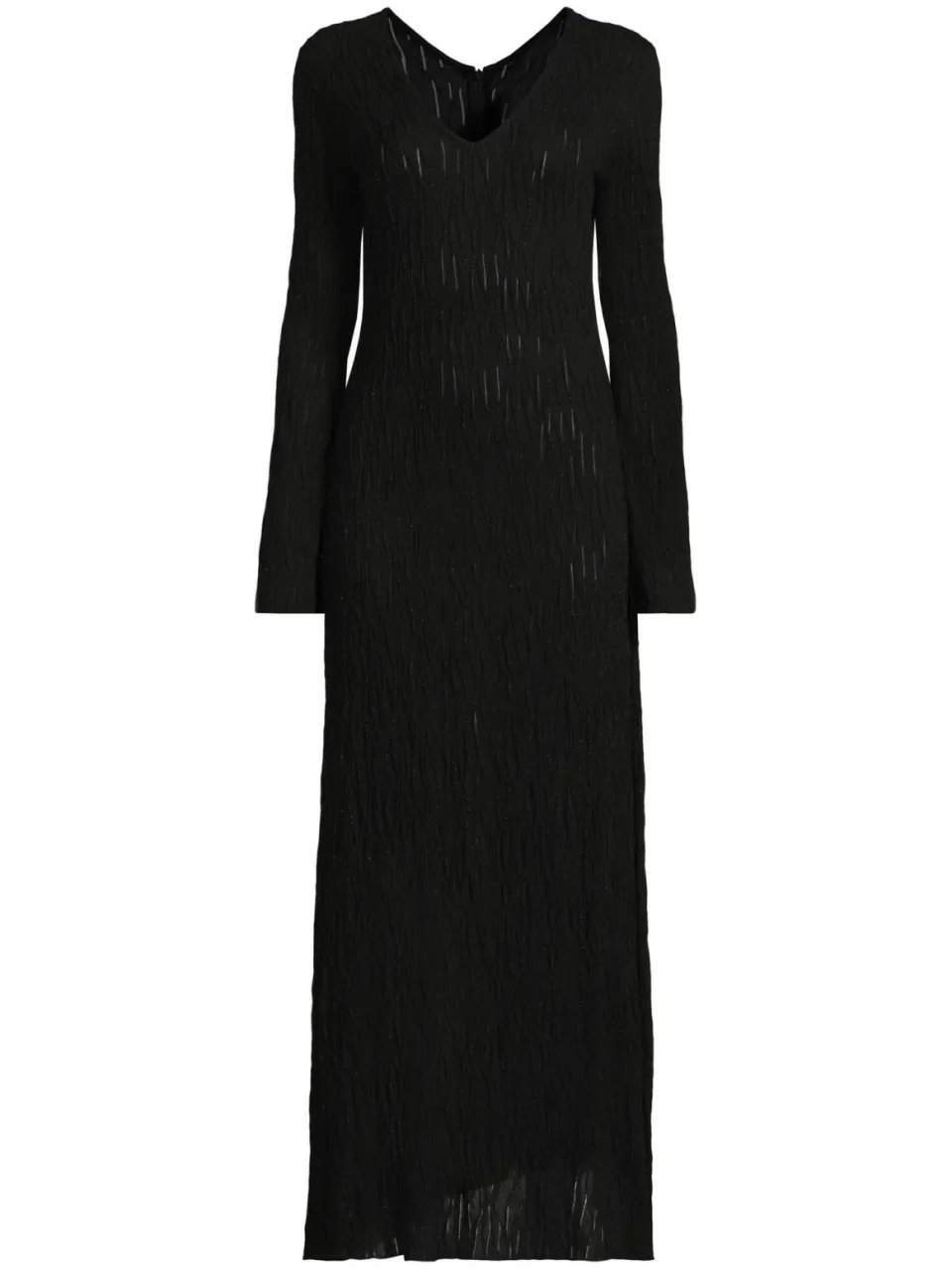 Ruby maxi jurk met textuur zwart, foto 2