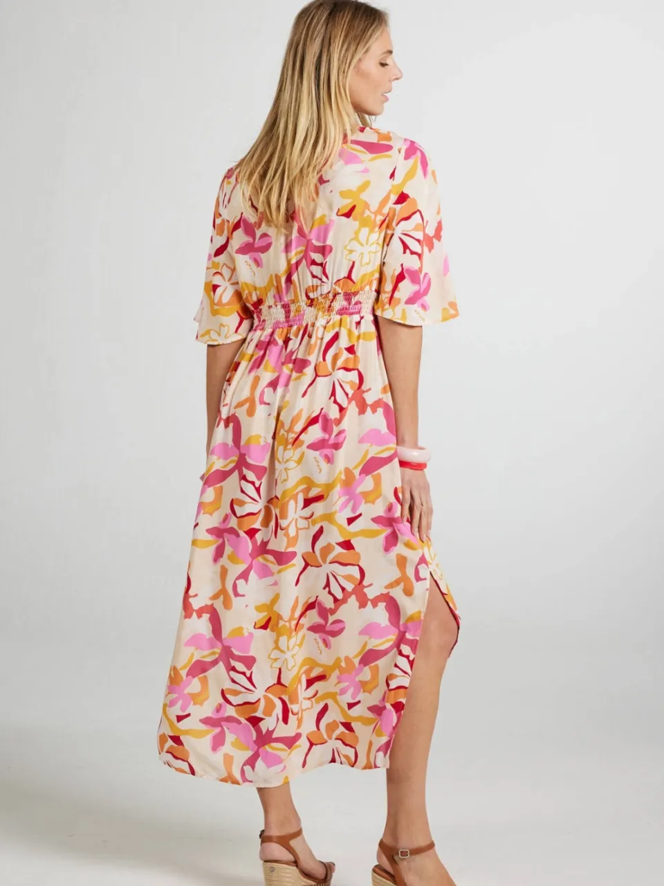 Didi gebloemde midi jurk roze, foto 3