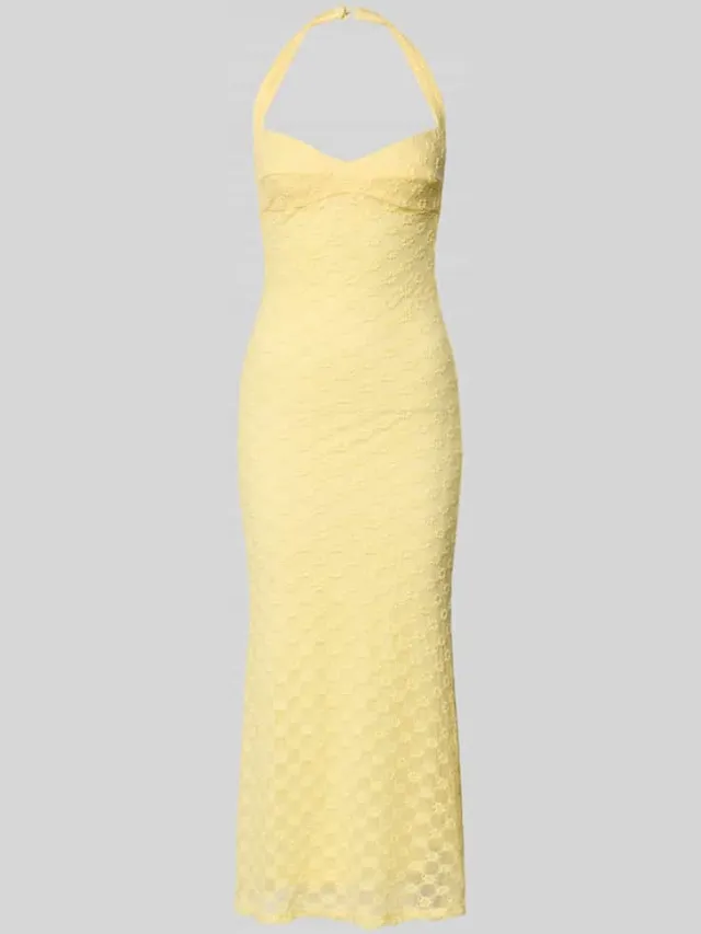 bardot Halter-neck midijurk model 'MARIKO' geel, foto 2