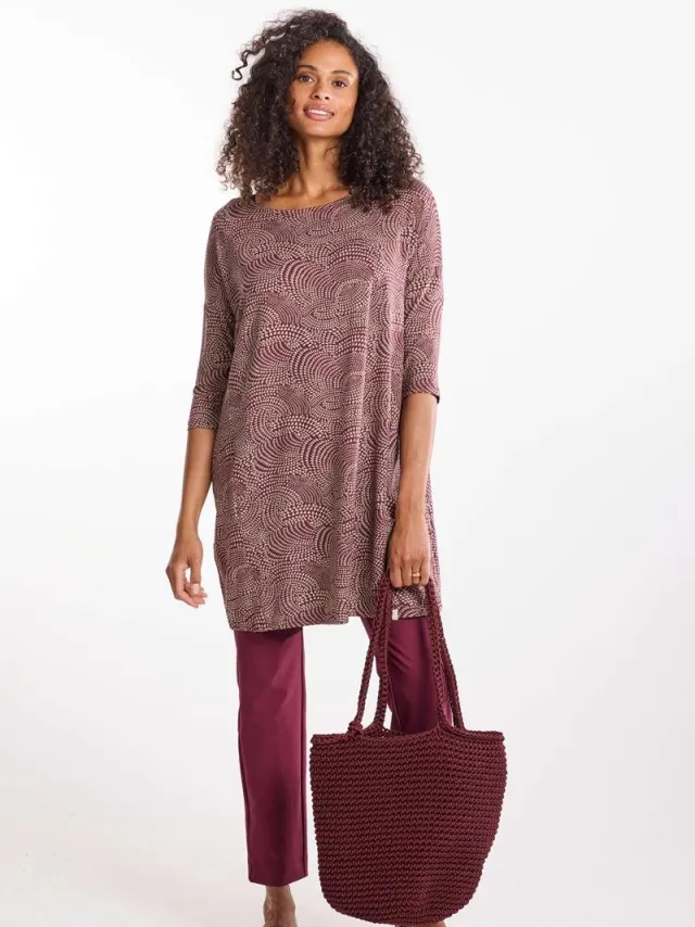 Didi Dames Loose dress Easy Burgundy Unity print Rood