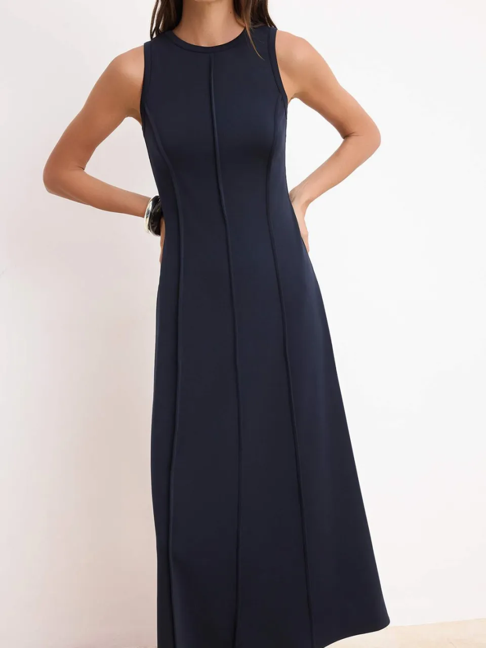 Trendyol TRENDYOLMİLLA Dames Donkerblauw Effen Maxi Mouwloos Zakelijk A-lijn Jurken marineblauw/blauw, foto 2