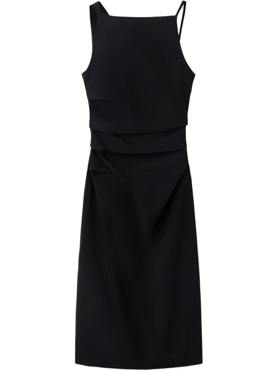 Mango asymmetrische midi jurk met plooien - zwart, foto 2