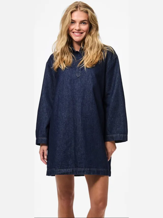 Pieces PCKENYA LS A-SHAPE DENIM DRESS NOOS BC - Dames - Mini jurken Dark Blue Denim
