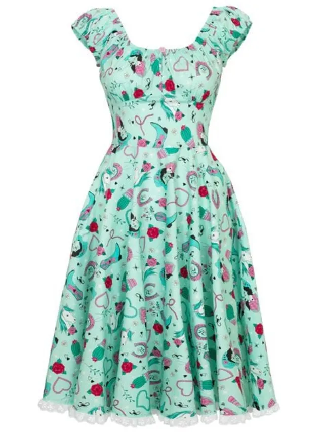 Hell Bunny Kellie Dress Dames Midi-jurk - munt mint