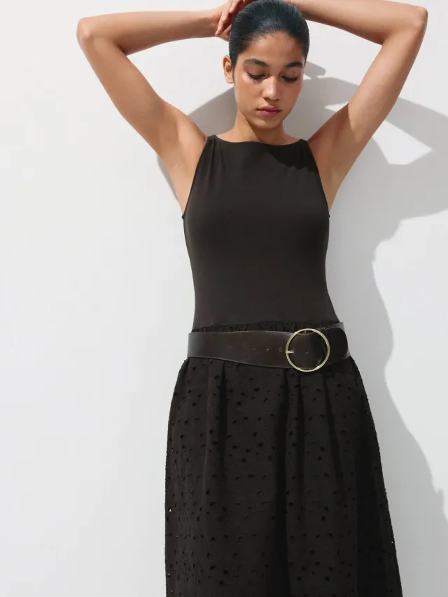 Mango midi zomerjurk - donkerbruin, foto 3