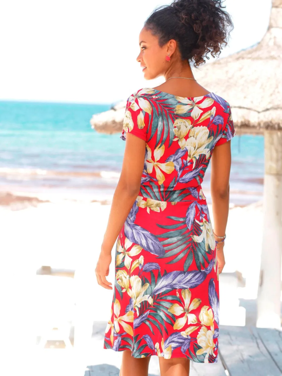 Zomerjurk rood/blauw bedrukt