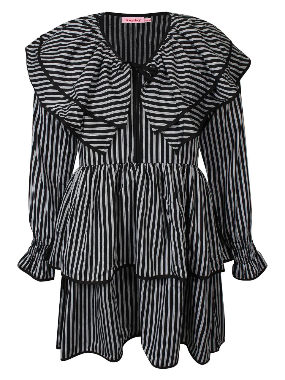 Anyday gestreepte korte jurk Plus Size - zwart, foto 2