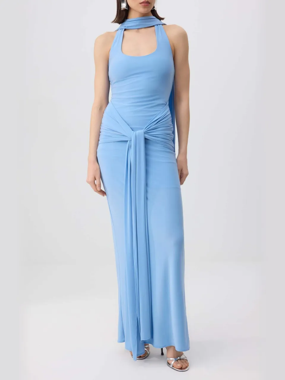 Trendyol TRENDYOLMİLLA Dames Blauw Effen Maxi Mouwloos Recht Avond & Gala Jurk, foto 2