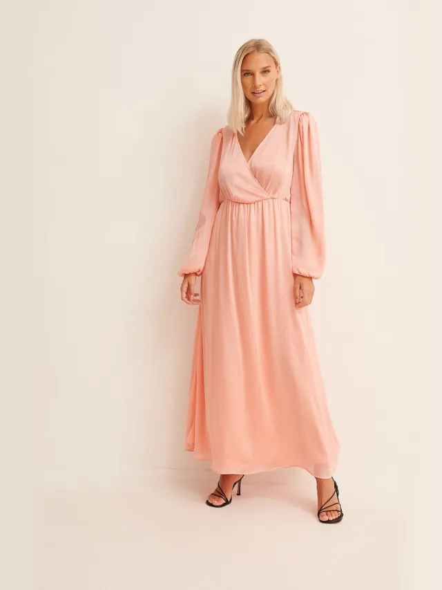 NA-KD Balloon Sleeve Structured Maxi Dress Dames Jurk Desert Pink