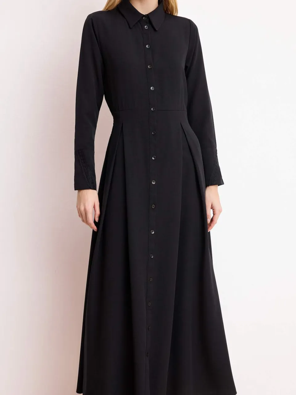 Turkishsouq Dames maxi-jurk, plat model, lang, casual/dagelijks, A-lijn model, geschikt voor hijab zwart, foto 2