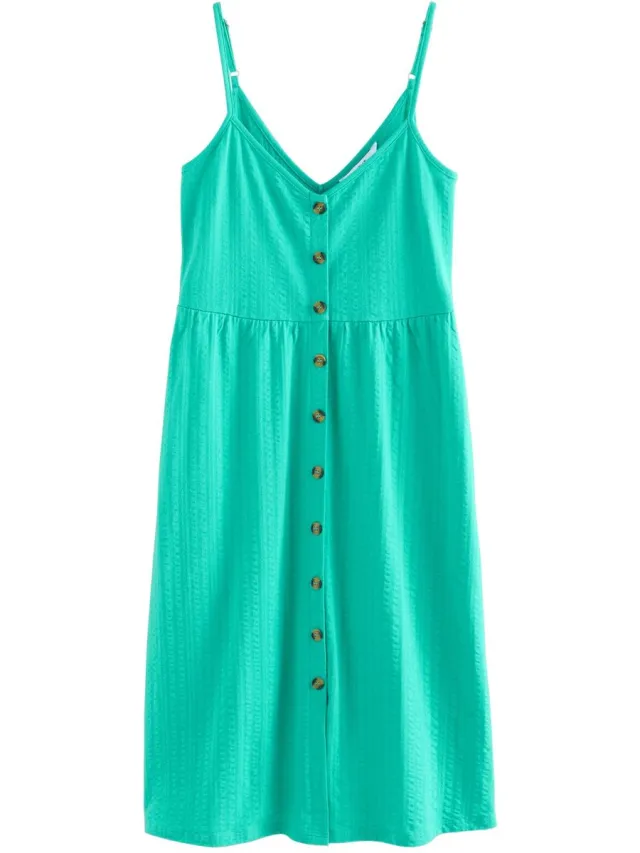Next Dames - Jersey petite midi-jurk met knoopsluiting - Petite - Groen Aqua Green