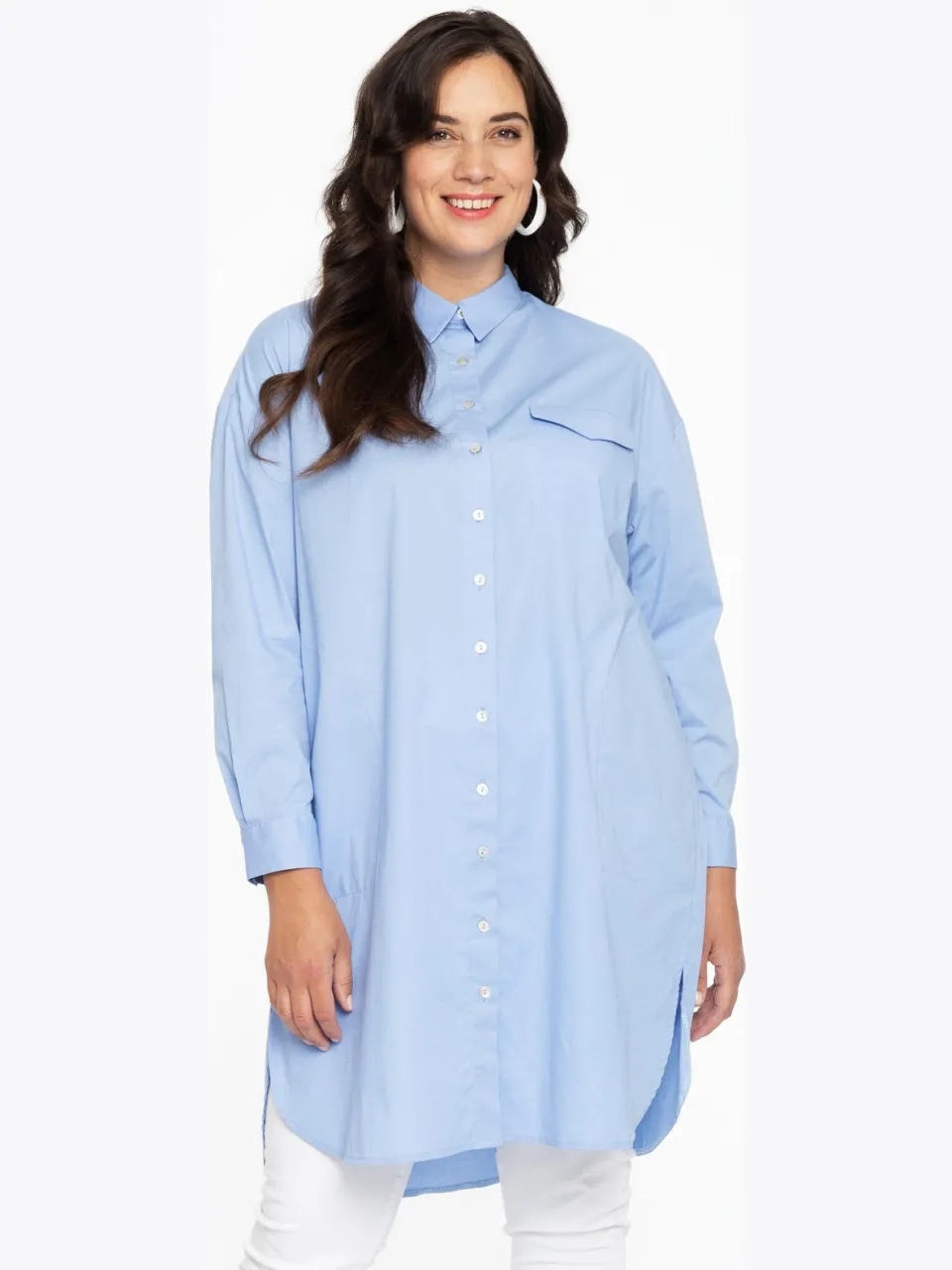 Yoek Blouse-jurk POPLIN STRETCH | Lichtblauw, foto 2