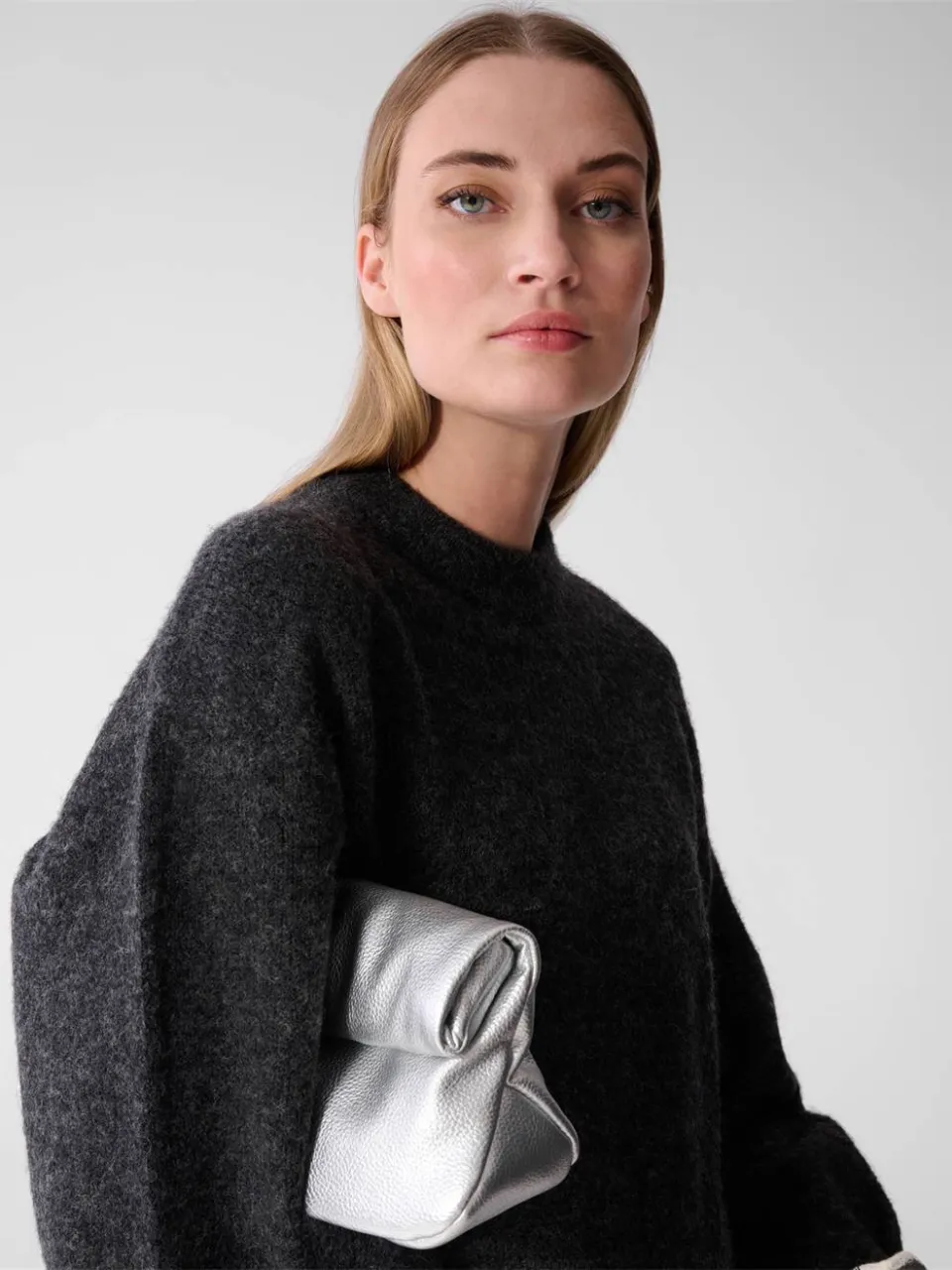 Shoeby korte gebreide jurk met wol - antraciet, foto 5
