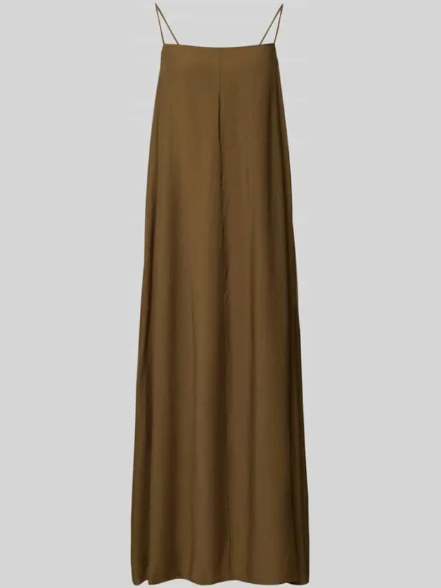 Style Icon Collection maxi-jurk met spaghettibandjes en vierkante hals curated by Anna Schürrle Kaki