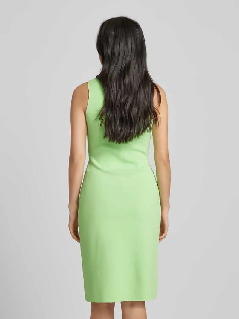 Marc Cain Knielange jurk van viscosemix in effen design neon groen, foto 3