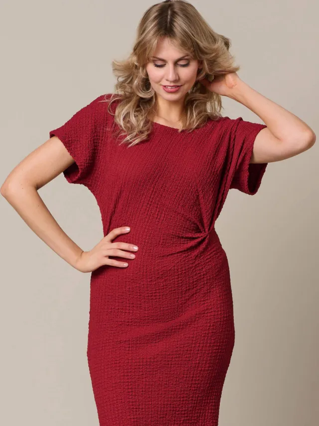 &Co Woman midi jurk met knoopdetail - rood, foto 3