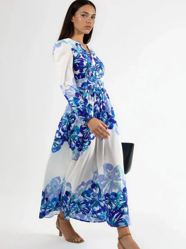 MSN Collection Bloemenpatroon Maxijurk donkerblauw, foto 2