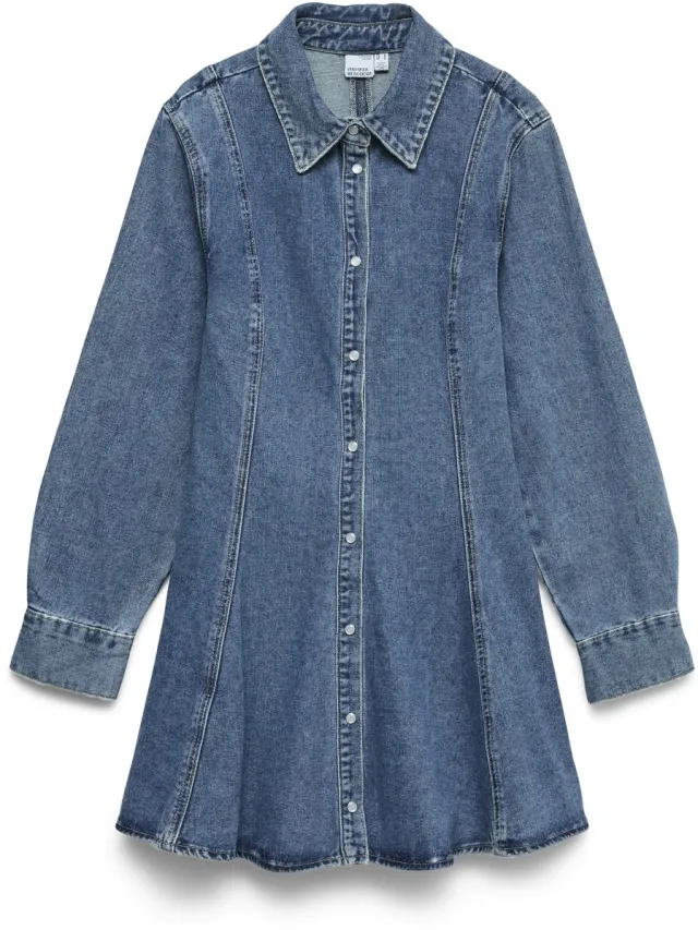 Vero Moda VMJESSIE LS SHORT DENIM DRESS NOOS - Dames - Mini jurken Medium Blue Denim