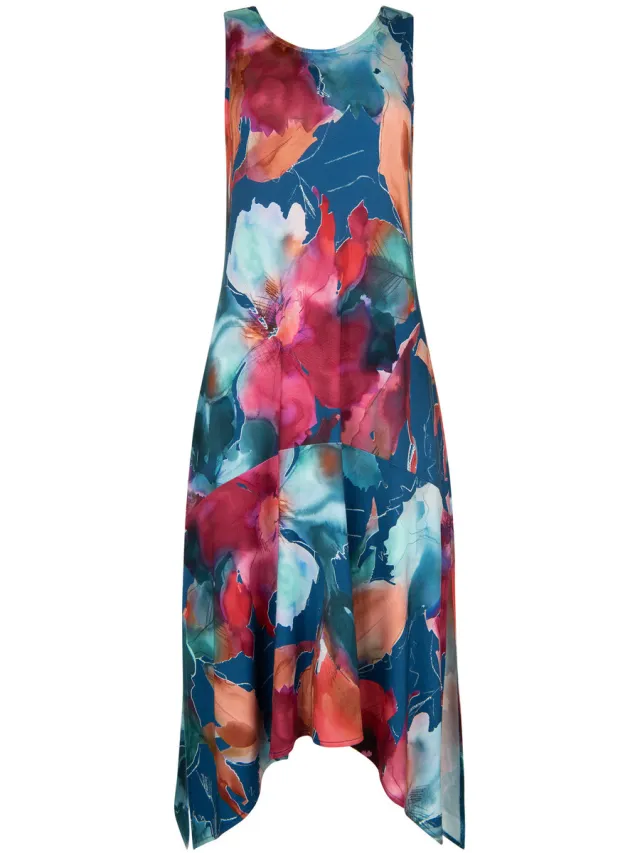 Lisca Jurk Lisca Mouwloze zomerjurk halflang ROMA Blauw