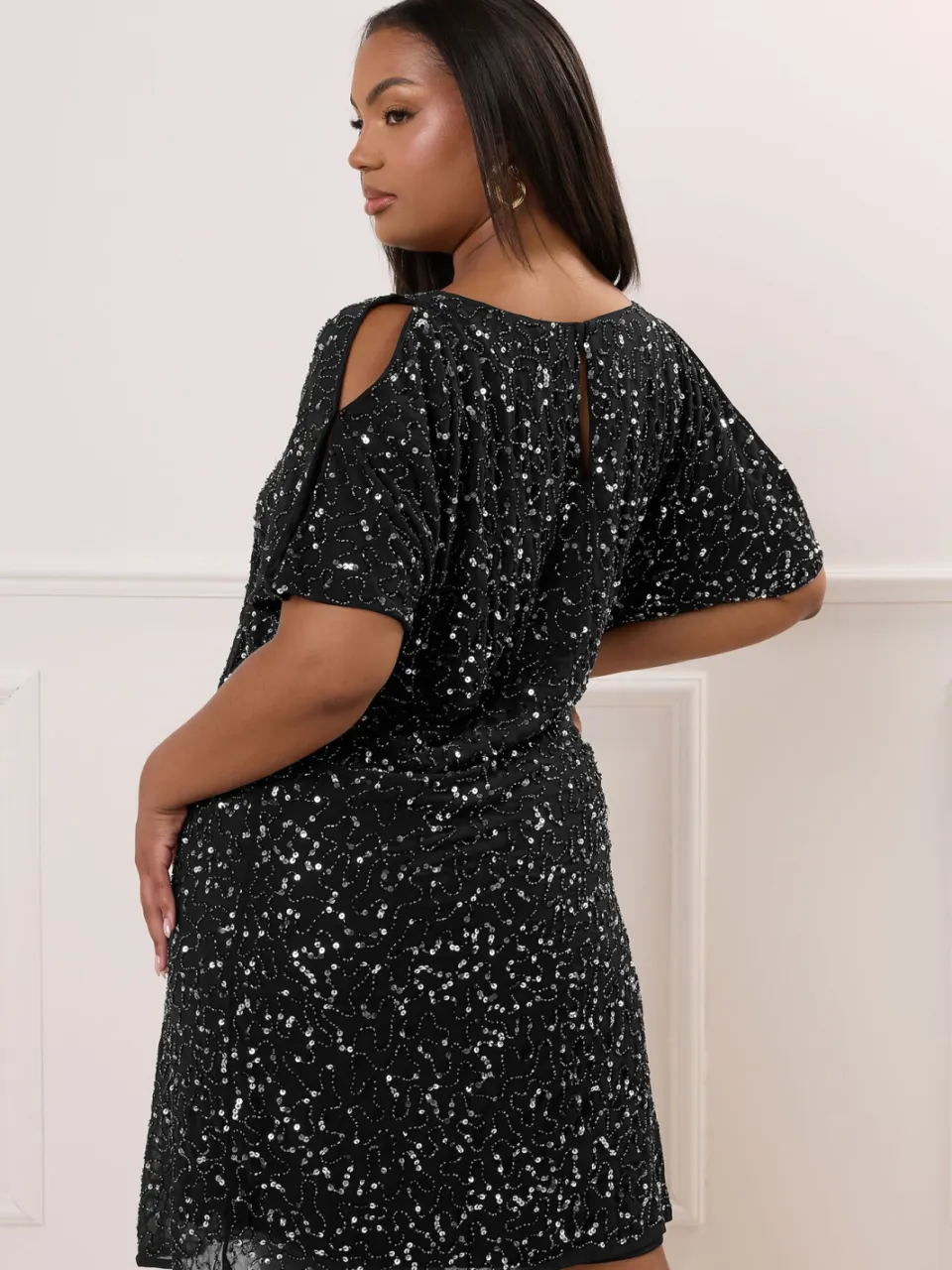 Luxe: Ultimate Embellishment Luxe Geweven Shiftjurk Met Kralen & Pailletten In Zwartsize 58-60, foto 3