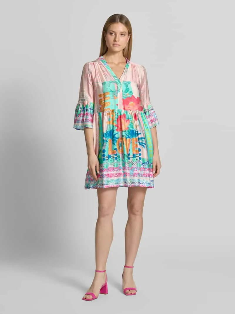 miss goodlife relaxed fit mini-jurk van pure viscose model 'Love' roze, foto 4