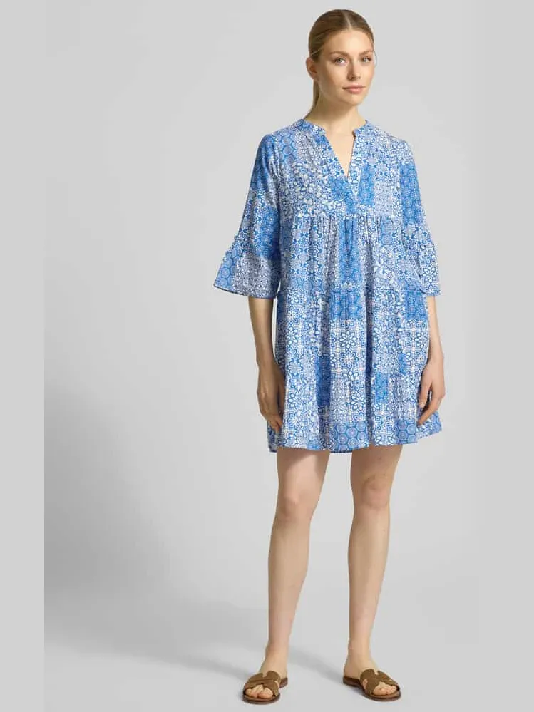 Vero Moda Uitlopende blousejurk van puur katoen model 'DICTHE' oceaanblauw, foto 3