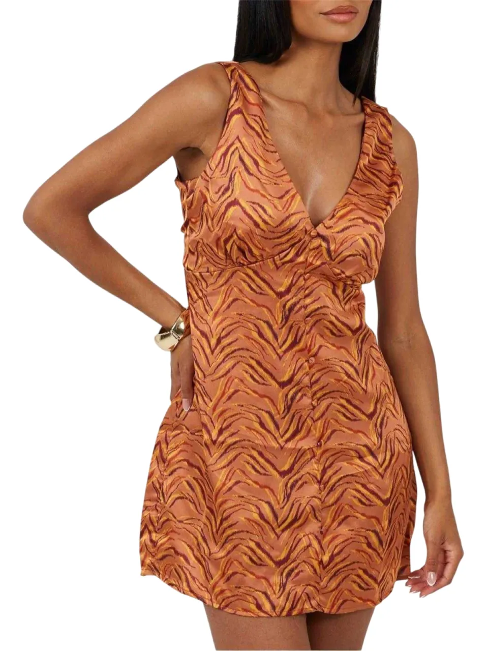 Brave Soul Dames/Dames Abstract Mini Jurk (Oranje), foto 2