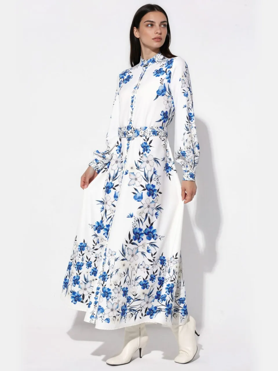 MSN Collection Bloemrijke Maxi Hemdress met Ceintuur veelkleurig, foto 2
