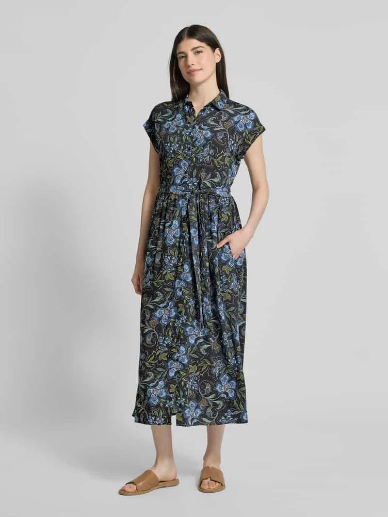 Jake*s Casual Overhemdjurk van viscose met strikceintuur Zwart