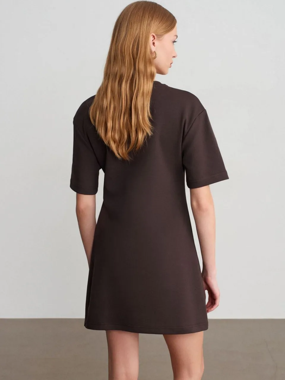 Dilvin Vrouwen Mini Shift Jurk bruin, foto 2