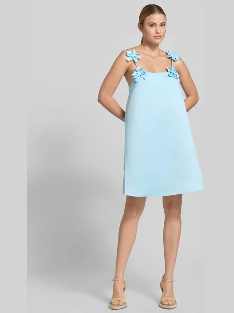 Y.A.S. cocktailjurk met florale applicaties model 'DOUCE' Lichtblauw