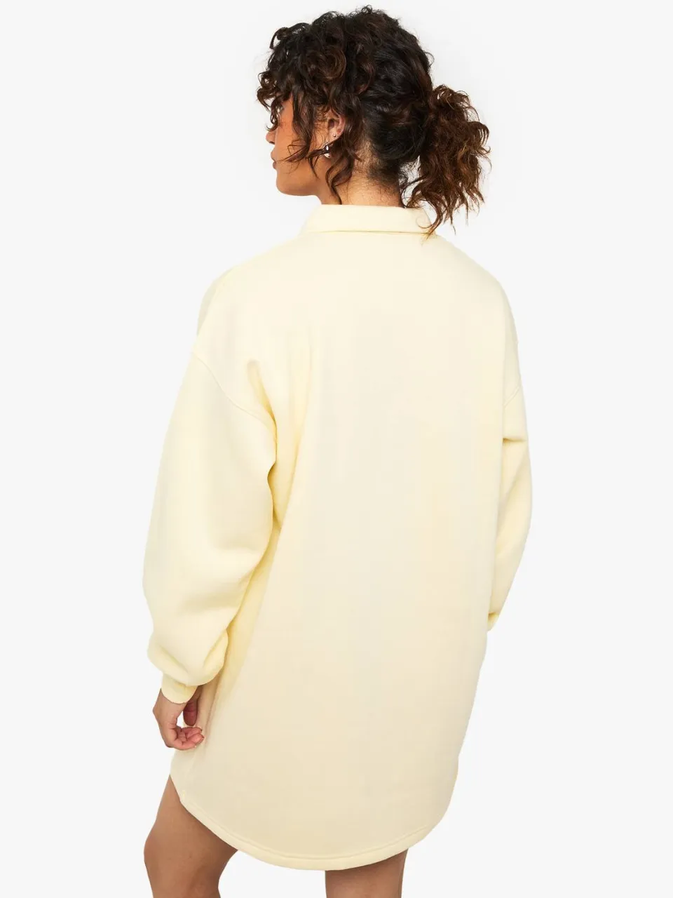 boohoo Dames Long Sleeve Collared Sweat Dress citroen, foto 2